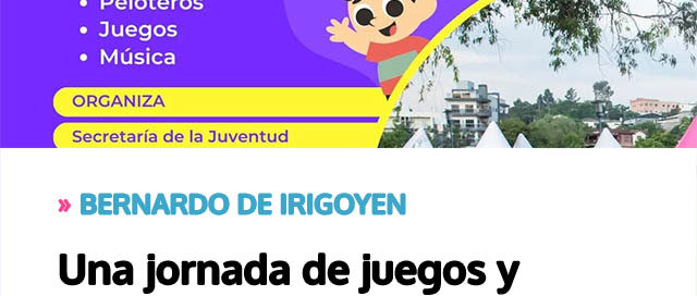 BERNARDO DE IRIGOYEN: Una jornada de juegos y recreación para las familias se vivirá en el barrio San Cayetano