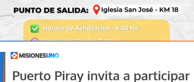 Puerto Piray invita a participar de la primera edición de la Bici Peregrinación por las 7 iglesias